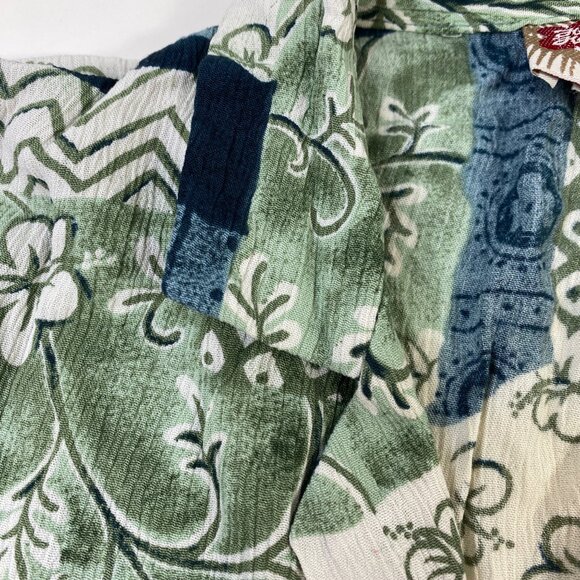 Hilo Hatties Womens Hawaiian Aloha Shirt Medium Tropical Teal Floral Hawaii Top - Picture 4 of 9